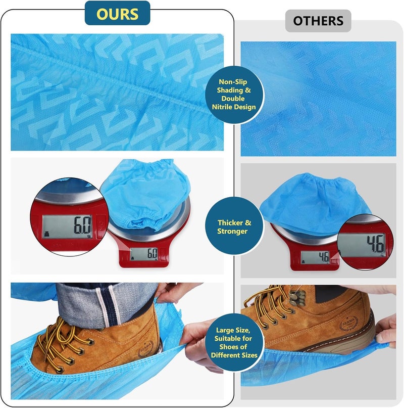 squish Shoe Covers Disposable Non Slip, Thick Extra Disposable Boot Covers Slip Proof Shoe Cover for Indoors Outdoors Recyclable Durable Protector Covers Fits Virtually Most Shoes 100 Pack(50 pairs) - Image 3